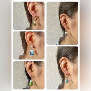 Van Gough's Starry Night Hand Painted Baroque Pearl Earrings | Wearable Art
